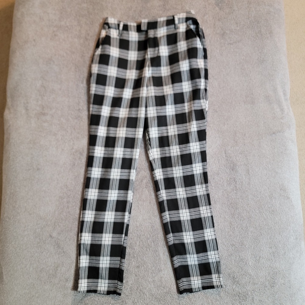 Vintage 90s Hot Topic Black & White Plaid Goth‎ Pants Size Small Emo Grunge Y2k